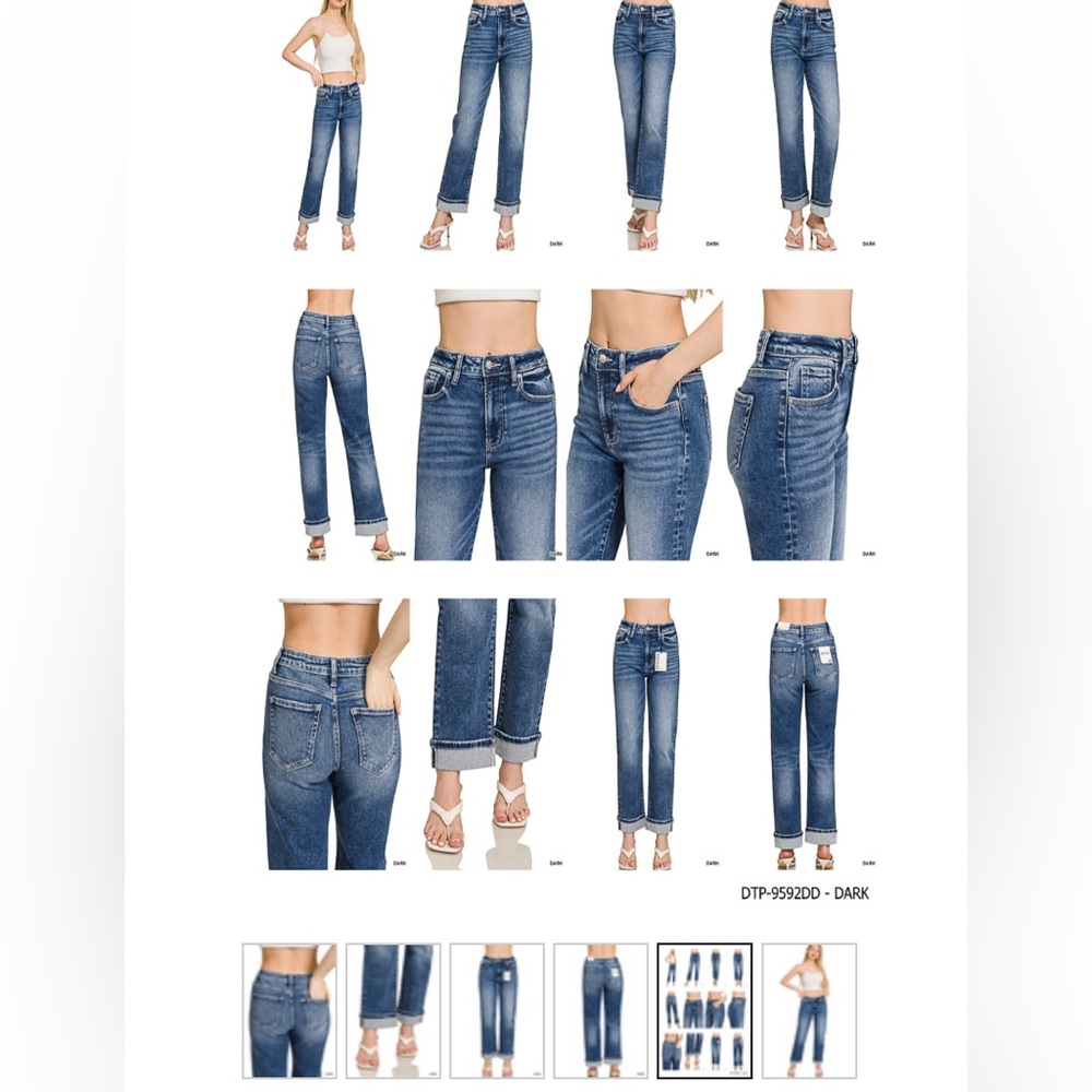 111 πΊπΈ Zenana CUFFED STRAIGHT DENIM PANTS - Picture 4 of 4